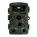 Camouflage-patterned wildlife camera on a white background